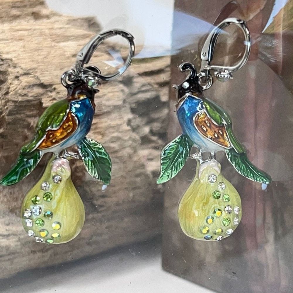 KIRKS FOLLY 12 DAYS OF CHRISTMAS Pear Tree EARRINGS